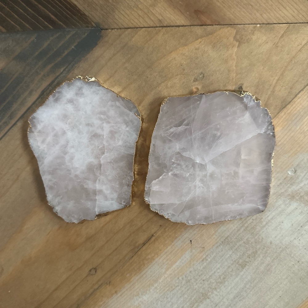 Rose Quartz Coasters with Gold Edges